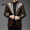 men's Genuine Jackets Autumn Busin Leather Blazers New Style Slim Thin Trend Zipper G139 j9Go#