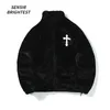 gothic Letter Embroidery Imitati Rabbit Fur Artificial Fur Male Street Loose Autumn And Winter Warm Jacket Male I4VE#