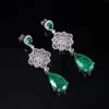 Orecchini pendenti GEM'S BALLET Lusso vintage imitazione smeraldo goccia argento sterling lampadario floreale orecchino Dormeuse