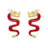 Stud Earrings 1Pair Light Luxury Temperament Chinese Year Dragon Zodiac For Women Girls Jewelry Drop Delivery Otdwb