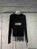 Designer High version BL Home 23 graffiti letter elastic long sleeved T-shirt fashionable and versatile, using distressed craftsmanship RJZR