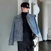 IEFB Mâle Denim Silhouette Large Forme Veste Beau Vêtements Pour Hommes Style Coréen De Luxe Casual Lâche Épissée Survêtement 9C3002 60oZ #