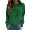 Women's T Shirts Woman's Casual and Bluses Fashion Clover Print långärmad o-hals Pullover Top Roupas Feminina Crop Mujer