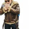 Vintermens lammfodrad läderjacka Parka Outwear Coat Män retro pälslokomotivjacka PU LEATHER COER OME W0R2#