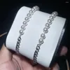 Ketting Oorbellen Set 2024 Promotie Groothandel Hip Hop Mannen Sieraden Half Cubaanse Ketting Witte Parel Kralen Armband