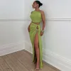 Fengins Damen-Kleid, einfarbig, sexy, ärmellos, schulterfrei, offener Rücken, trendiges Kleid 727373