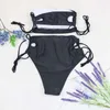 Mulheres Swimwear 2024 Verão Senhoras Biquíni Sexy e Charmoso Cor Sólida Cordão Swimsuit Beach Party Maduro Beleza Roxo Três Pontos