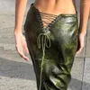 Beach Wear For Women Outlet Swimsuit 2024 Cover Up Sexy Back Holloway Slit Slim Color Pu Buttock Skirt Print Polyester