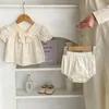 衣類セット2024夏の幼児の赤ちゃん0-3歳の女の子2PCS服セット刺繍ランタン半袖トップトライアングルショーツスーツ