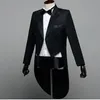 Männer klassische schwarz glänzende Revers Frack Smoking Hochzeit Bräutigam Bühne Sänger 2-teilige Anzüge Dr. Mantel Tails Party Show Tailcoats o7ne #