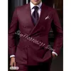 Ny ankomst Double Breasted Men Suits Slim Fit Wedding Groom Tuxedos 2 Piece Formal Man Fi Costume Homme Jacket Pants R6WV#