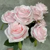 9 huvuden Rose Bouquet Artificial Flower Wedding Rose Decor Scene Display Floral Gift Pink White Camellia