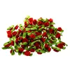 Dekorativa blommor 100 st mini Satin Ribbon Rose Flower Leaf Wedding Decor Applices Sy Diy Huvudfärg: Röd