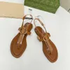 Flat sandals rhinestone pin toe lace decorative ankle band luxury designer dress shoe fashion factory quality womens casual beach shoes printing Flip flop