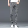 Nowa marka Fi Slim Grey Blue Chude Jeans Men Busin Casual Class