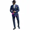 Traje de Ncios Para Hombre ، Traje de 2 Piezas Vintage de Doble Botadura ، A Rayas ، Color Azul Marino ، 2023 M6LJ#