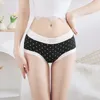 Femme culottes sous-vêtements imprimé à pois sans couture taille moyenne fichier antibactérien respirant ventre et hanche levage fille