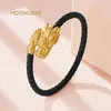 Charm Bracelets 2024 Chinese Year Of The Dragon Couple Bracelet For Man Women Genuine Braided Leather Friendship Blessing Jewelry Gifts