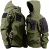 Militaire Waterdichte Jassen Mannen Outdoor Multi-pocket slijtvaste Tactische Jas Herfst Winter Soft Shell Capuchon Cargo Jassen z1uZ #