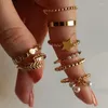 Cluster Ringen Mode Holle Vlinder Ring Set Koreaanse Elegante Vintage Kristal Vinger Vrouwen Leuke Parel Sieraden Bruiloft Geschenken