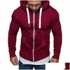 Hoodies dos homens moletons Mens Plus Size Tracksuit 2021 Outono Inverno Dstring Bolso Com Capuz Moletom Manga Longa Zip Slim Casaco Ma DHT4R