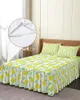 Spódnica z łóżkiem żółte zielone liście paski elastyczne paski z poduszkami z poduszkami materaca pokrywa pościeli arkusz