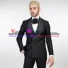 Costume noir pour hommes Double boutonnage Smart Casual Busin Blazer Set Slim Fit Groomsmen Fête De Mariage Tuxedos Trajes De Hombre A7QT #