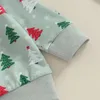 Set di abbigliamento Bambino Neonata Ragazzo Abiti natalizi Manica lunga Stampa ad albero Felpa Pantaloni Set Born 2 pezzi