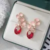 Boucles d'oreilles pendantes SENYU mignon papillon fleur mariage luxe Design femmes fête bijoux exquis oeuf cubique zircone mariée goutte boucle d'oreille