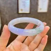 Bangle Violet Jadeite Peace m Round Bar Wave Fower på våren av färg kvinnliga pengar vaxartade kNd lila jade armband droppleverans jud OTBKM