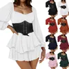 Casual Dresses Women's 2pc Off Shoulder Dress White A Line Strapless Kne Length Patchwork Beach Rayon Summer