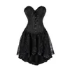 Vintage Corset Dress Overbust Bustier Top With Layered Mesh Kirt Clubwear Retro Costume 240313