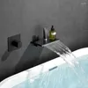 Robinets de lavabo de salle de bains Robinet de cascade mural adapté au robinet de baignoire en gris brossé or noir mélangeur d'eau de lavabo chromé