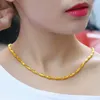 Chains Real 18K Sand Gold Olive Beads Necklace For Women Fine Jewelry Pure 999 Color Chain Genuine Wedding Birthday