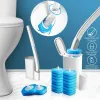 Borstels Bad Wegwerp Toiletborstelreiniger met 8/16/24PCS Borstelkop schoon Badkamer Lange steel Reinigingsborstel Toiletaccessoires