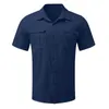 new Cott Linen Men's Short-Sleeved Shirts Summer Solid Color Turn-down collar Casual T-shirt Shirt Male Breathable Shirts j1Vi#