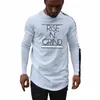 2022 Autunno Nuovo arrivo Muscleguys Patchwork cucitura Raglan O-Neck Cott Stampato Fi Casual Slim Fit LG T-shirt C6SK#