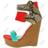 Sukeia Real Sandals 7201 Pos Women Summer Platform Wedges High Heels Round Toe Yellow Party Shoes Ladies US Size 5-20