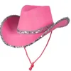 Berretti Moda Donna Accessorio da cowboy Performance Cappello cosplay Addio al nubilato Cowgirl Cappelli con paillettes