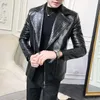 Casual serpiente chaqueta de cuero abrigo hombres otoño invierno negro pu cuero slim fit chaquetas outwear hombres motocicleta vintage abrigo j6qe #