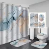 Shower Curtains Abstract Geometric Marble Curtain Set Bath Mat Toilet Lid Gold Thread Ink Texture Modern Luxury Home Bathroom Decoration