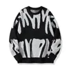 Новый осенне-зимний жаккардовый свитер с абстрактными буквами и теплым и плотным контрастным цветом N6iE #