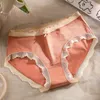 Women's Panties Modal Mid Waist Japanese Girls' Underwear For Traceless Breathable Lace Pure Cotton Antibacterial Large