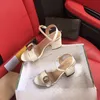 Sandali con tacco largo 7 cm 5 cm firmati da donna in pelle con tacco medio sandalo da donna ad incastro G metallo con fibbia scarpe eleganti con tacco Summer Beach Scarpe da sposa di lusso sexy