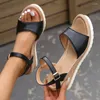 Sapatos de vestido Lightweidght Wedge Sandálias para Mulheres Verão 2024 Ankle Strap Plataforma Sandles Mulher Sola Grossa Não Slip Beach Sandalias Mujer