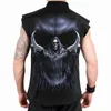 men's Denim Blouse Retro 3D Skull Graphic Print Sleevel Shirt Fi Pocket Decor Turn-down Butt Sleevel Shirt o4Xb#