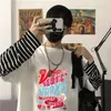 Populaire Doodle Brief Gedrukte T-shirts voor Mannen Vrouwen Amerikaanse Stijl Harajuku Gothic Lente T-shirts Trendy Lg Mouwen Tees Tops W6Ra #