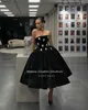 Urban Sexy Dresses Booma Black Velvet Midi Prom 2022 Stripless Crystals Pleated Velor Formal Party Tea-Length A-Line Evening Gowns YQ240327