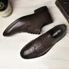 Casual Shoes Luxury Elegantes Mens Oxford Genuine Leather Crocodile Pattern Business Formal Dress All-Match Derby Flats