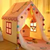 Bärbar baby lek hus barn tält teepee enfant barn rosa blå inomhus utomhus leksak prinsessa 240313